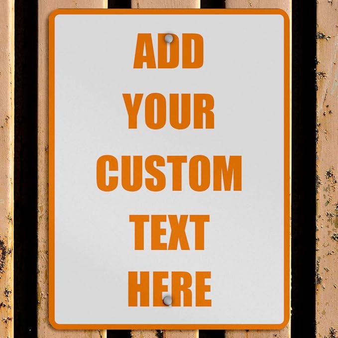 Aluminum Weatherproof Metal Sign Multiple Sizes Custom Personalized Text Here White Orange Warning Vertical Street 18x24Inches