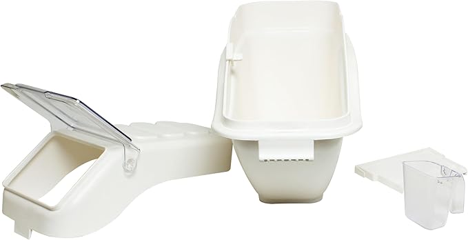 TrueCraftware- 5 Gallon (80 Cups) Shelf Ingredient Bin White with Clear Flip Top Lid & Measuring Scoop- Stackable Plastic Kitchen Pantry Storage Bin for Dry Food Flour Sugar Kitchen Restaurant