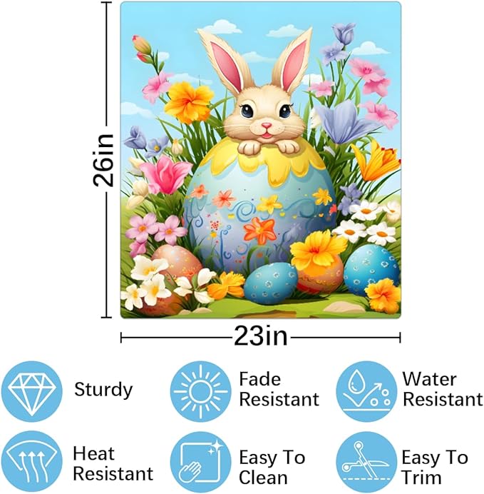 Easter Bunny Egg Bright Flower Dishwasher Magnet Cover, Reusable Refrigerator Panel Stickers Microwave Front Door Covers Magnets for Kitchen Home Appliances Holiday Party Decorations 23 X 26 in
