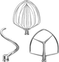 3 Pieces Stainless Steel Attachments (7QT Dough Hook,7QT Wire Whip,7QT Flat Beater Attachment) for KitchenAid Lift Stand Mixer and 7 Quart Bowl, Dishwasher Safe and Heavy Duty