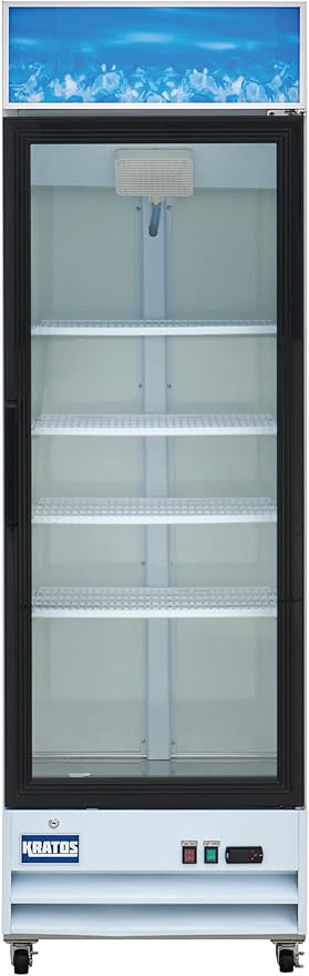 Kratos One Door Commercial Display Refrigerator with LED Interior Lighting, 13 Cubic Ft. Four Shelf Mobile White Display Refrigerator for Markets and Convenience Stores, 115V (32M-12A)