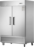 54" Upright Commercial Freezer with 2 Solid Door, 42 Cu.Ft Reach-in Freezer, Stainless Steel Interior and Exterior Construction, -8℉ ~ -2℉, Fan Cooling Freezer, ETL and DOE