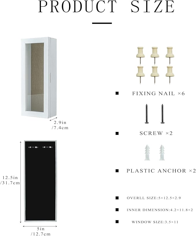 Freezing point Shadow Box Frame 5x12.5 Shadow Boxes Display Case with Linen Back Memorabilia Awards Medals Bouquet Photos Picture Badge Wedding Memory Box for Keepsakes White Small Pin Board White