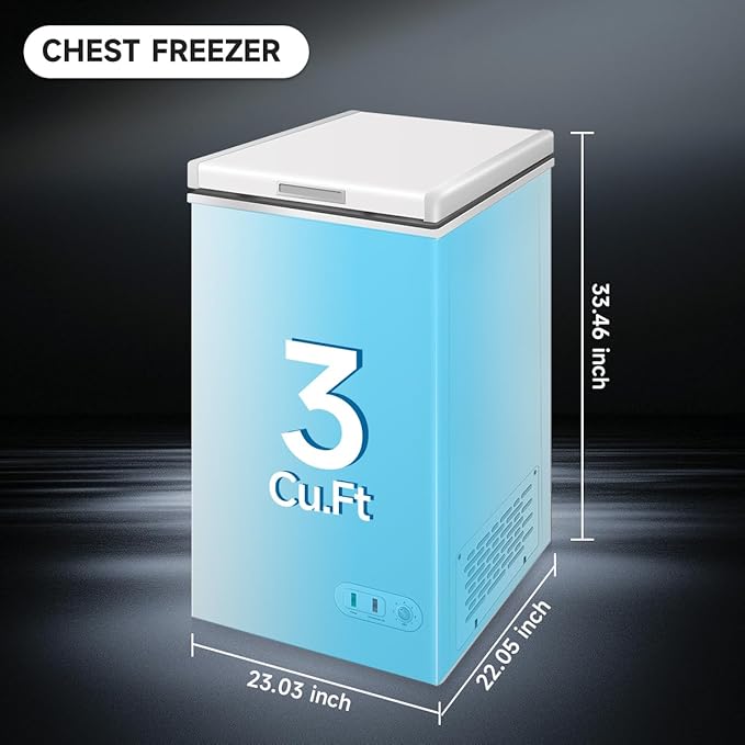 Compact Freezer 2.8 Cu Ft, Mini Freezer with 20ft Extra Long Cord, Upright Freezers for Garage Dorm Office, Deep Freeze to -0.4°F, Adjustable Temperature Manual Defrost, White