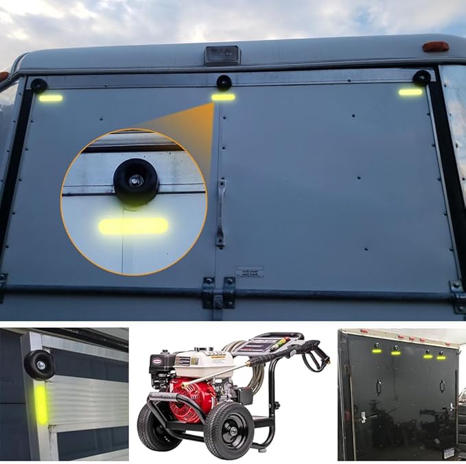 Rubber Bumpers for Cargo Trailer Ramp Door (Includes screw kit & Reflective Stickers) 2.5" Round Rubber Bump Stops Set Black - Used on Trailers Haulers Campers RVs Marine Heavy Duty Equipment 4 Pack