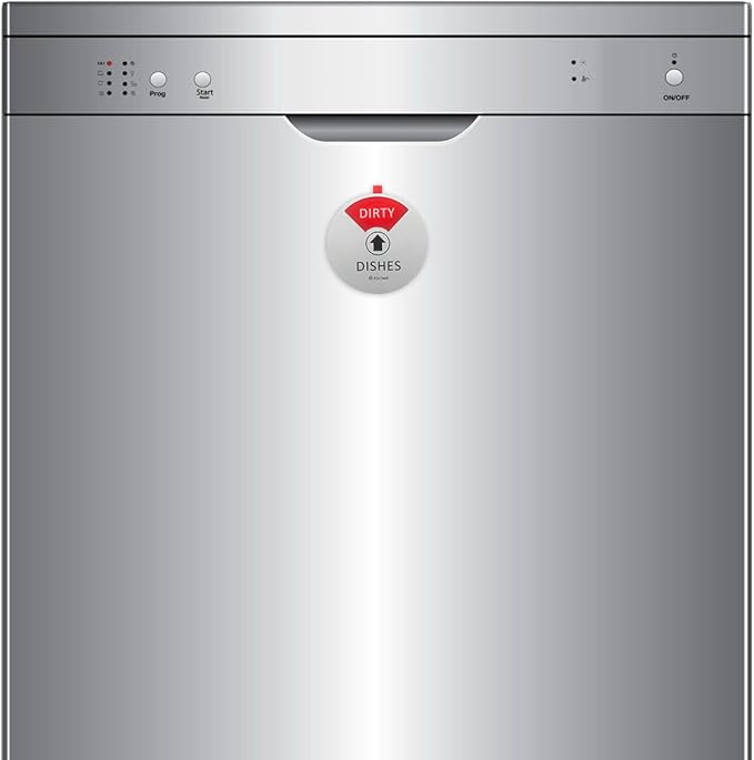 Kichwit Dishwasher Magnet Clean Dirty Sign Indicator with Running and Empty Options, Works on All Dishwashers, Non-Scratch Strong Magnetic Backing, Residue Free Adhesive Included, 4 Inch, Silver