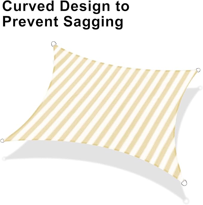 LOVE STORY 13' x 20' Sun Shade Sail Rectangle Sunshade UV Block Patio Shade Sail for Garden Backyard, Yellow-White