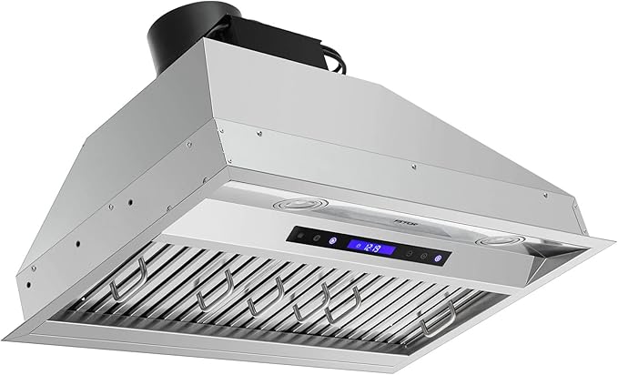 VEVOR Insert Range Hood, 900CFM 4-Speed, 30 Inch Stainless Steel Built-in Kitchen Vent with Touch & Remote Control LED Lights Baffle Filters, Ducted/Ductless Convertible, ETL Listed…