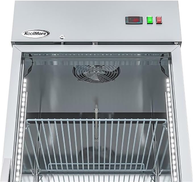 Pemberly Row Stainless Steel Upright Freezer with 3 Storage Shelves in Silver