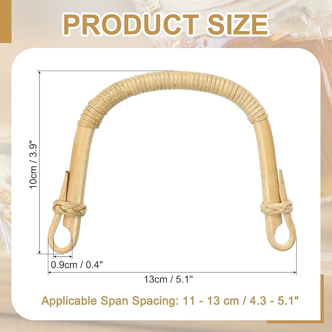 uxcell Bamboo Teapot Handle U-Shape Handle Replacement for Span 4.3-5.1 Inch Ceramic Pottery Tea Pots Tea Kettle Accessories Supplies, Rattan Winding