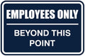 All Quality Classic Framed Employees Only Beyond This Point Wall or Door Sign | Easy to Install Business Signage - Large (Navy Blue) 1 Pack