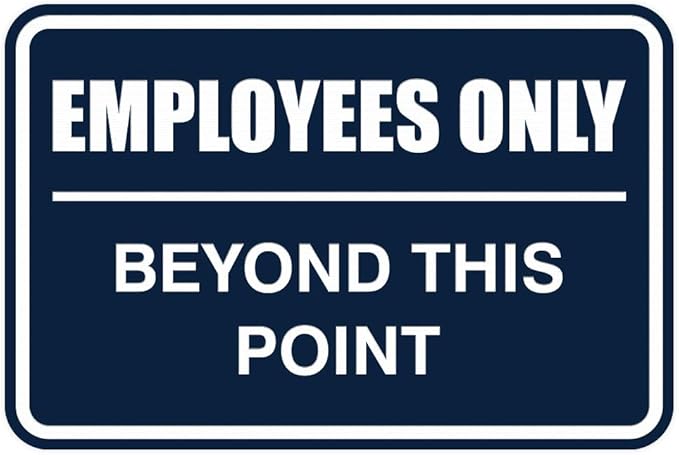 All Quality Classic Framed Employees Only Beyond This Point Wall or Door Sign | Easy to Install Business Signage - Large (Navy Blue) 1 Pack