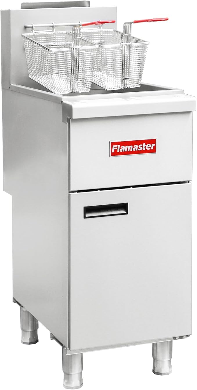 Commercial Gas Floor Fryer with 2 Baskets, 90000 BTU Propane Gas Fryer - Only Commercial Use, Precision Temp Control, Stainless Steel Deep Fryer for Restaurants, Fast Food, Food Trucks