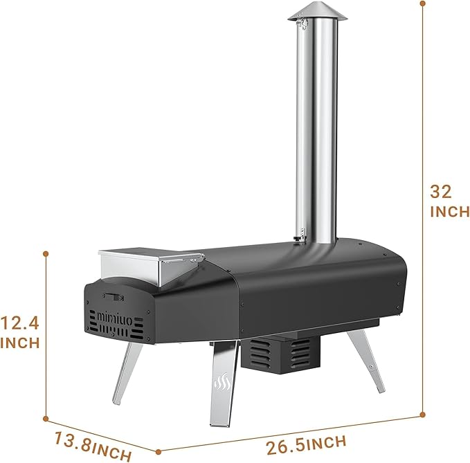 Mimiuo Outdoor Pizza Oven Wood Pellet Fired Pizza Stove with Automatic Rotating System, Pizza Stone, Pizza Peel and Carry Bag (Tisserie W-Oven Series) - Global Patent