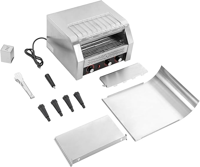 450 Slices/H Commercial Conveyor Toaster, 1-7 Gears Electric Stainless Steel Restaurant Toaster Oven with Bread Clip & Storage Box for Restaurants, Hotels 18.3 * 16.41 * 15.27in