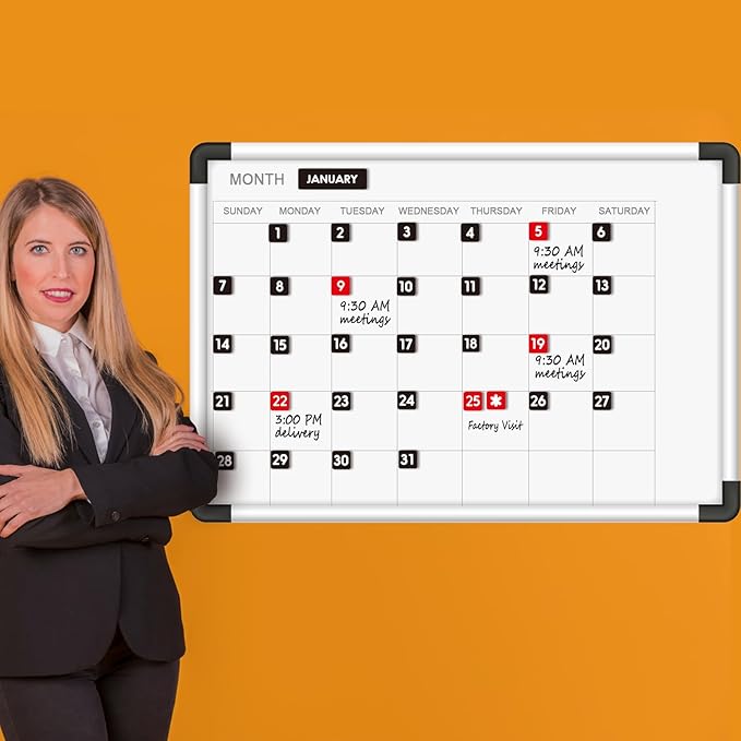 Large Double-Sided Magnetic Numbers and Months for Large Dry Erase Calendar Whiteboard, Calendar Magnets for Magnetic Whiteboard and Refrigerator Calendar(1"x1")