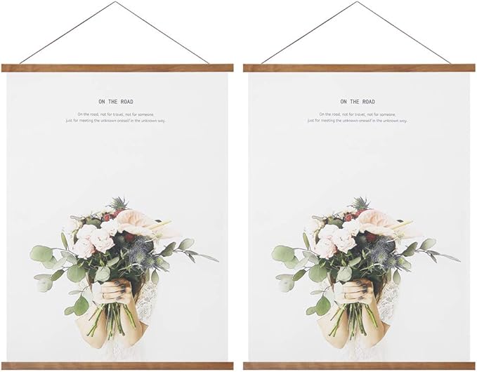 Miaowater 2 Pack Poster Frame,20x16 20x24 20x28 20x30 Magnetic Light Wood Wooden Frames Hanger for Photo Picture Art Canvas Print Artwork Wall Hanging Teak Wood 20''