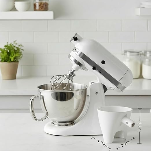 2Pcs Anti-Splash Flour Funnel for Stand Mixer – No-Mess, Premium Baking Gadgets Accessories Keeps Counters Clean for 4.5-5Qt Tilt-Head (KSM150) Best Premium Kitchen Aid Mixer Attachments