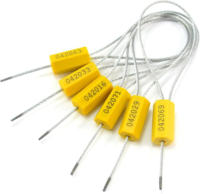 Leadseals(R) 100 Steel Cable Seals - Metal Security Seals for Truck & Trailer - Yellow, 100pcs