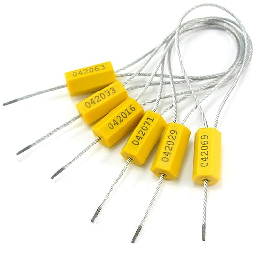 1000 pcs Anti-Theft Security Cable Ties Numbered Steel Wire Security Tags Pull-Tite Metal Cable Truck Seals Self-Locking Padlock Safety Shipping Strap for Truck Trailer Doors(Yellow)