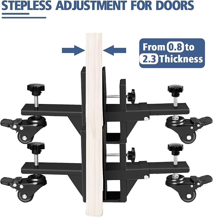 Heavy Door Installation Kit, Dolly Kit with Wheels ，Upgraded with Dual Wheels-Greater Load Bearing Capacity ，Adjustable Distance 0.8 "to 2.3", Used for Transporting Various Types Doors (Black)