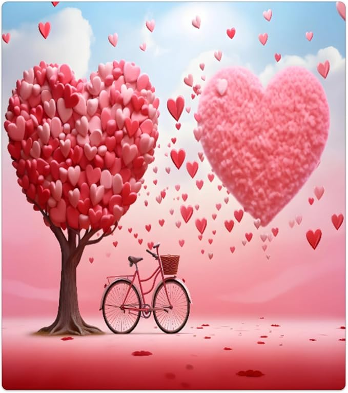 Bicycle Valentine's Day Love Dishwasher Magnet Cover, Reusable Refrigerator Panel Stickers Microwave Front Door Covers Magnets for Kitchen Home Appliances Holiday Party Decorations 23 X 26 in