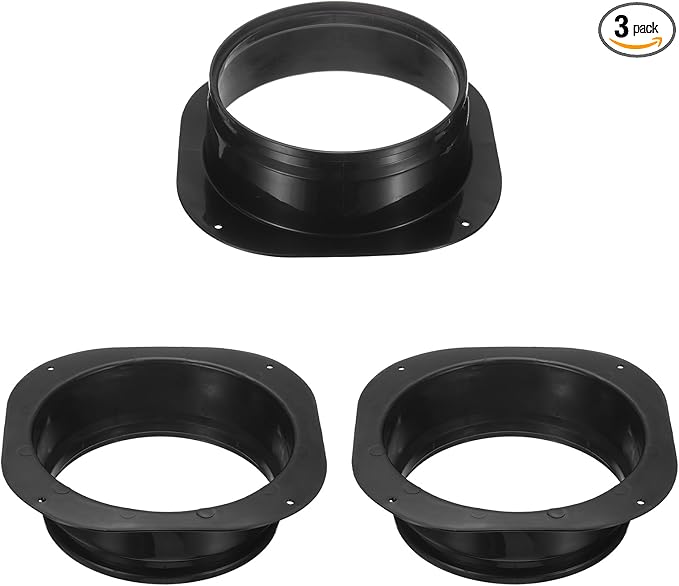 PATIKIL 8 Inch Duct Connector Flange, 3Pack Plastic Straight Pipe Flange Dryer Vent Connector for Air Heating Cooling Ventilation HVAC System, Black