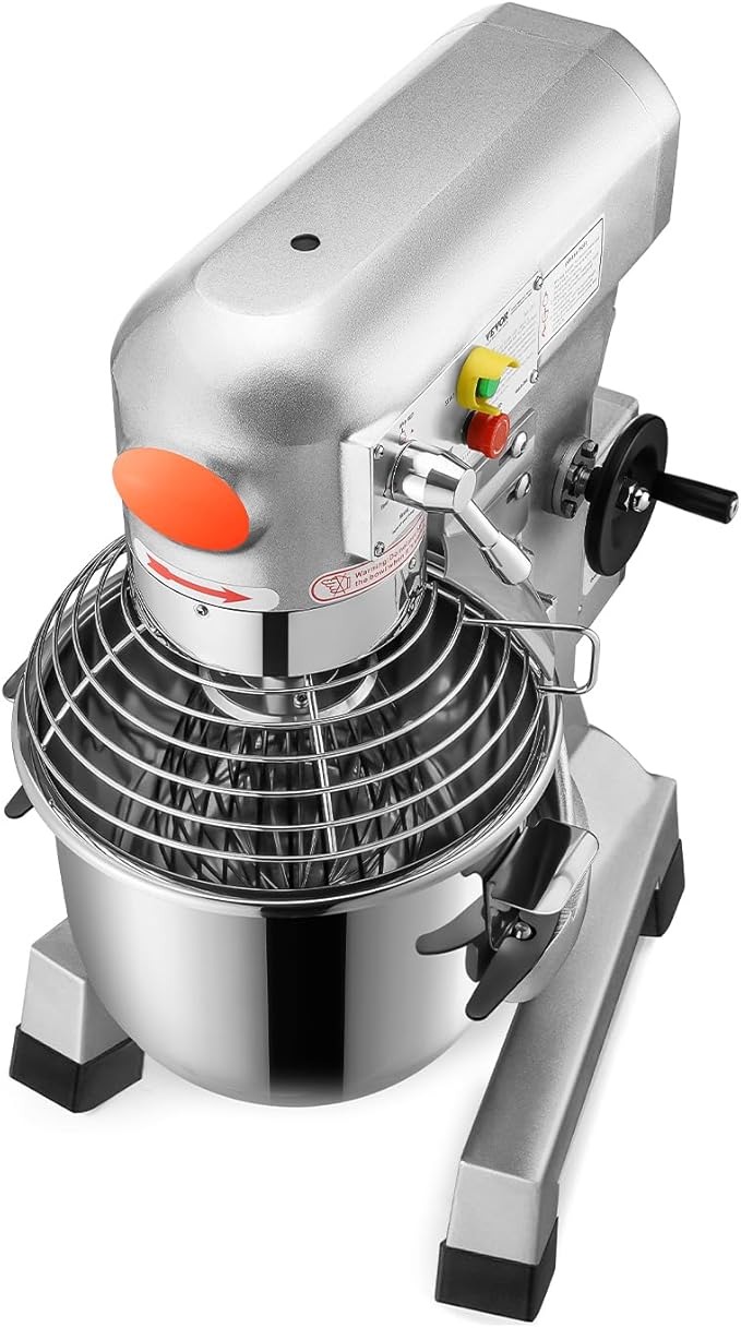 Happybuy 20Qt Commercial Food Mixer with Timing Function， Commercial Mixer 1100W Stainless Steel Bowl Heavy Duty Electric Food Mixer Commercial with 3 Speeds Adjustable, Perfect for Bakery Pizzeria