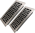 4x10 Inches 2 Pack Heavy Duty Walkable Floor Register Easy Adjust Air Supply Lever Floor Vents - Seattle Design - Vent Cover for Home Floor - Satin Nickel