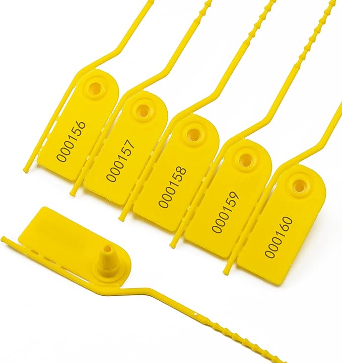 1000 PCS Plastic Tamper Seals Pull Tight Security Seals Tags Breakaway Seals Numbered Zip Ties Disposable Self-Locking Ties for Fire Extinguisher, Tear Off Type, 210mm Length