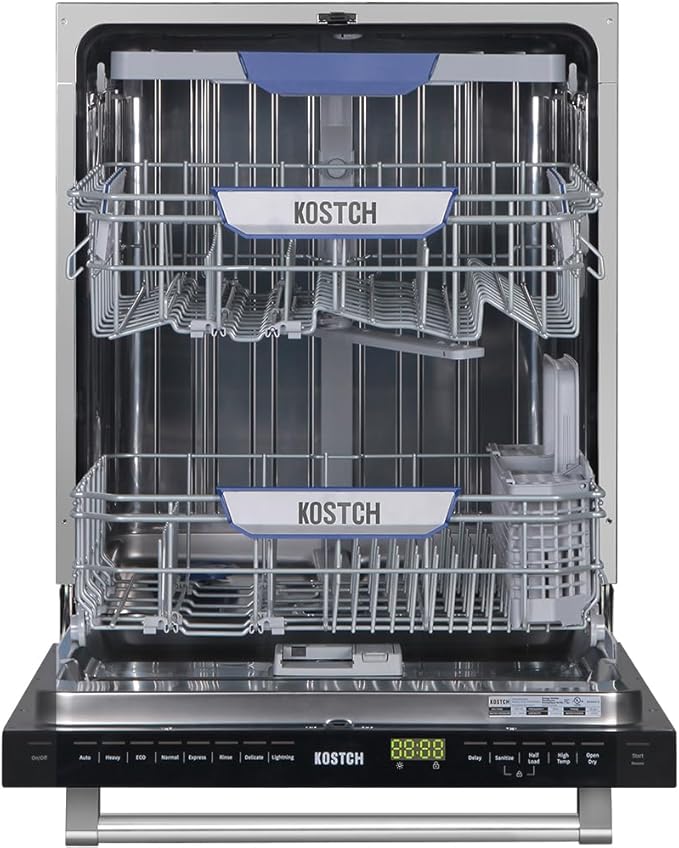 KOSTCH 24 inch Built-In Dishwasher,Top Control 8 Wash Programs Slide In Dish Washer Machine with Third Rack,Large Capacity 15 Place Settings, ENERGY STAR Certified, 45-dBA Ultra-Quiet (Red)