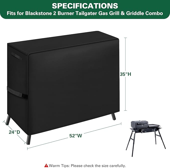 Grill Cover Fits for Blackstone 1555 Tailgater Gas Grill and Griddle Combo, 600D Heavy Duty BBQ Waterproof Flat Top Gas Outdoor Griddle Cover