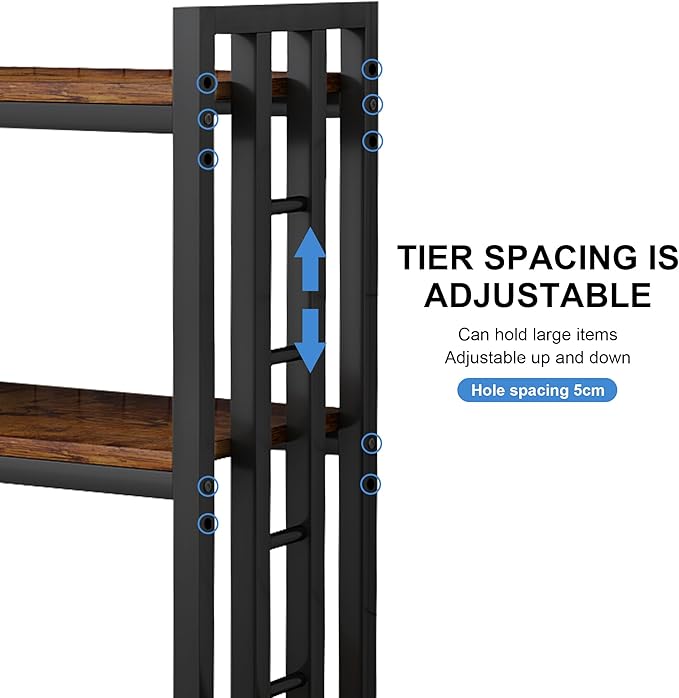 YCHF 6 Tier Kitchen Baking Rack, Multi-Function Storage Rack, Mini Fridge and Microwave Stand Table, Coffee Bar, Adjustable Kitchen Shelf Freestadning (Rusty Brown 02)