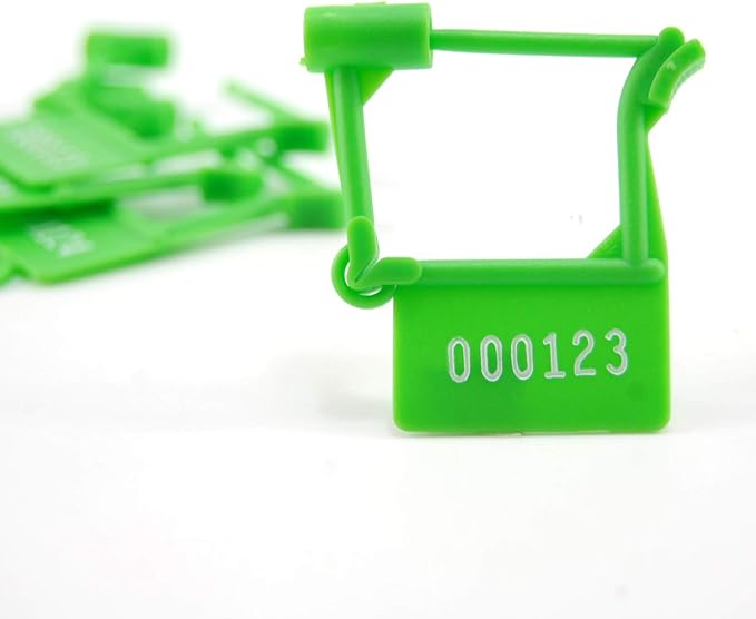 Tamper Proof Plastic Security Padlock Seals Numbered Disposable Safety Tags - Locks Self-Locking for Luggage Medical Clothing (1000 PCS) (Green)
