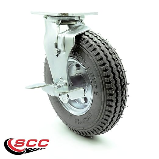 Service Caster Brand Replacement Caster for Uline Caster H-3328GR-SWB - Swivel Top Plate Caster with 8 Inch Gray Pneumatic Wheel and Top Lock Brake - Fits Platform Trucks and Utility Carts H-2505