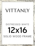 Vittanly 12x16 Picture Frame, Solid Wood Frame with Plexiglass, Includes 8.5x11 Mat, Wall Hanging for Photos, Home Decor, Distressed White, 1 Pack