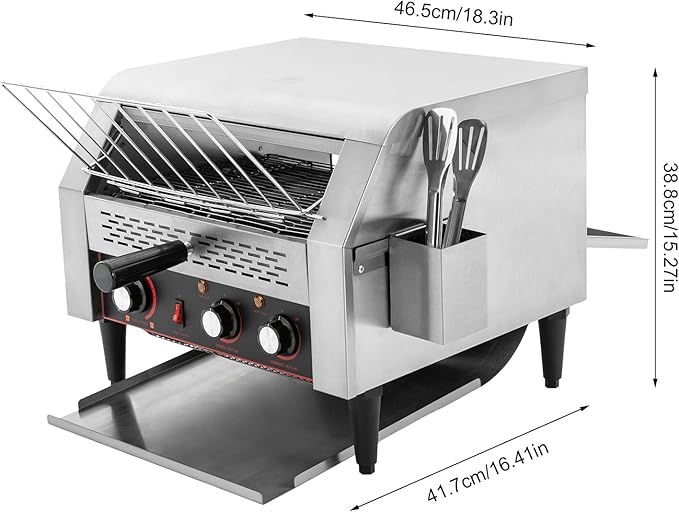 Commercial Conveyor Toaster, 2400W Heavy-duty Toasters with Multiple Heating Modes and 7 speeds, Toaster Ovens Countertop for Raditional White Slices, Wheat Bagel Halves (450 Slices/H)