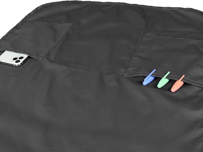DALIX Apron Commercial Restaurant Home Bib Spun Poly Cotton Kitchen Aprons (2 Pockets) in Black 2 Pack