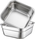 Stainless Steel Washing Up Bowls, 2PCS Square Dish Tub - Fruit Vegetable Washing Basin for Sink, Large Kitchen Containers & Sturdy Dishpans for Home Use, 12"