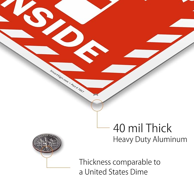 SmartSign 14 x 10 inch “Fire Extinguisher Inside” Metal Sign with Pre-cleared Holes, 40 mil Laminated Rustproof Aluminum, Red and white, Made in USA