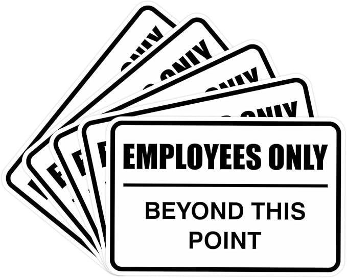 All Quality Classic Framed Employees Only Beyond This Point Wall or Door Sign | Easy to Install Business Signage - Small (White) 5 Pack