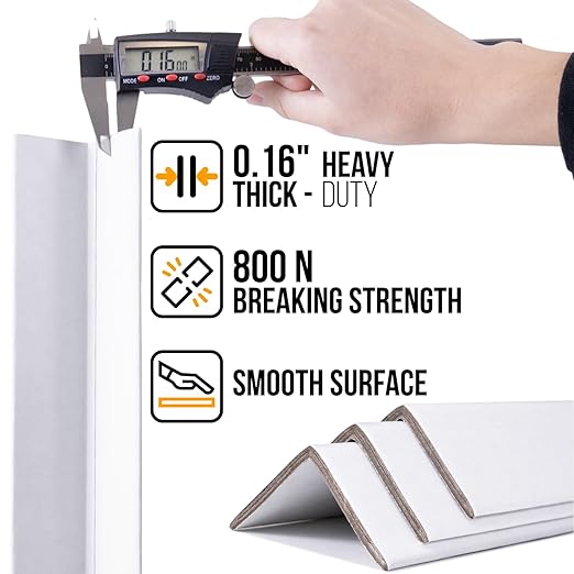 36" x 2" x 2" Reinforced Cardboard Edge Protectors, White (Pack of 100) – 0.16" Thick Heavy-Duty Cardboard Corner Protectors for Shipping – American Quality V-Board Pallet Edge Guard