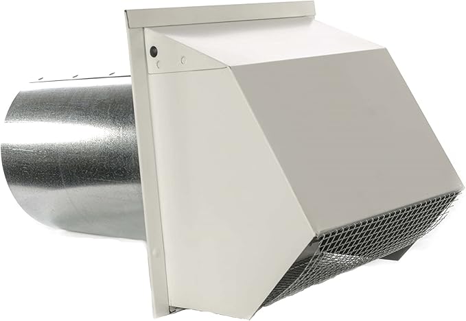 RDP Hooded Wall Vent with Screen and Damper (6 Inch, White)