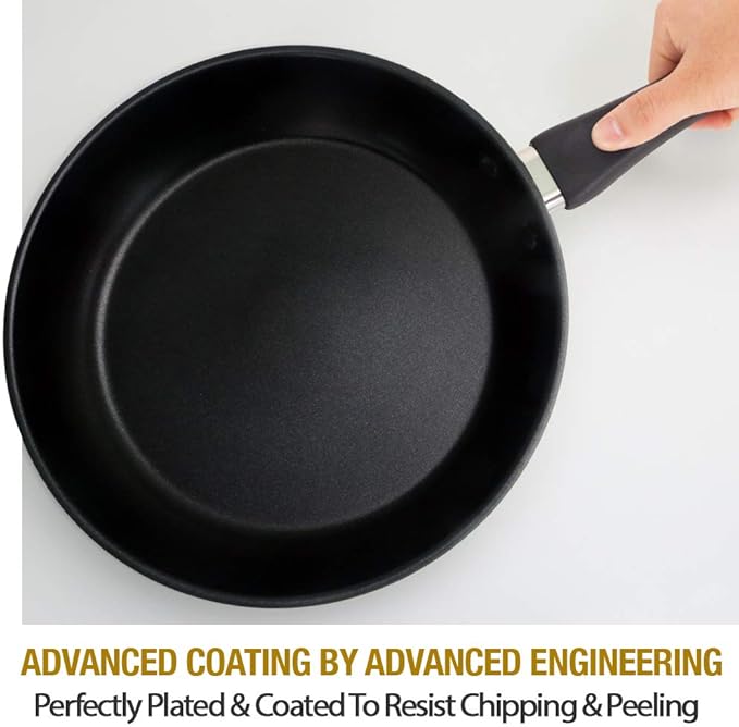 HOMICHEF Nonstick Frying Pan Set of 2 (9.5 & 11 Inch) with Glass Lids - Skillet & Omelet Pan Cookware Set, Nickel Free Stainless Steel, Induction Compatible