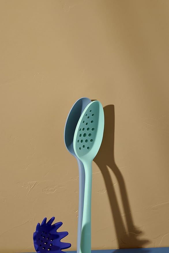 GIR: Get It Right Premium Perforated Spoon - Non-Stick Heat Resistant Silicone Straining Spoon - Perfect for Removing, Filtering, Skimming, Cooking, Frying, Strainer - 13 IN, Navy, (GIRSNH381NVY)