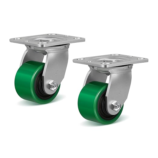 3 Inch Caster Wheels, Heavy Duty Caster with Strong Load-Bearing, Polyurethane Wheel on Steel Hub, Supports 800 lbs Each(2 Pack Swivel)