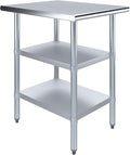AmGood Stainless Steel Work Table with 2 Shelves | NSF | Metal Utility Table (24" Long x 30" Deep)