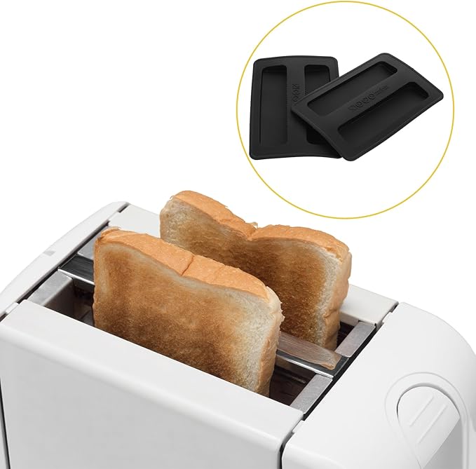 Toaster Cover, 2 Pcs Silicone 2 Slice Toaster Lid Toaster Appliances Top Cover Bread Maker Dust Cover Sandwich Machine Part Accessories (Black)