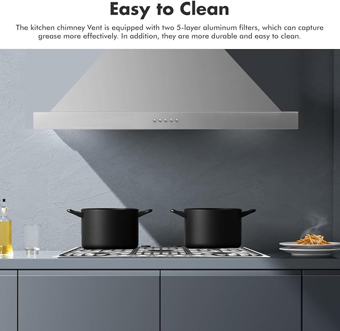 Upgraded 48 inch Wall Mount Range Hood Vent Convertible Dual Motors 1500CFM Stainless Steel for Kitchen 3 Speed Exhaust Fan ETL listed (Upgraded Dual Motors)