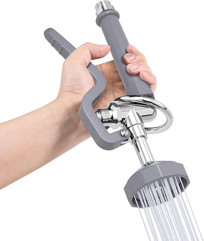 Commercial Sink Sprayer for Kitchen Sink: Akwadu Pre Rinse Spray Valve Head for Commercial Faucets - High Pressure Dish Sprayer Replacement for Restaurant Cleaning (Gray)